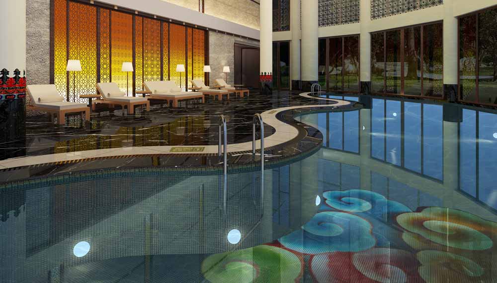 Indoor swimming pool, Banyan Tree Jiuzhaigou