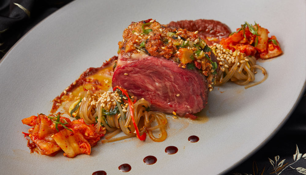 Cast-iron roasted rangers valley “Black Market” ribeye, Ce La Vi