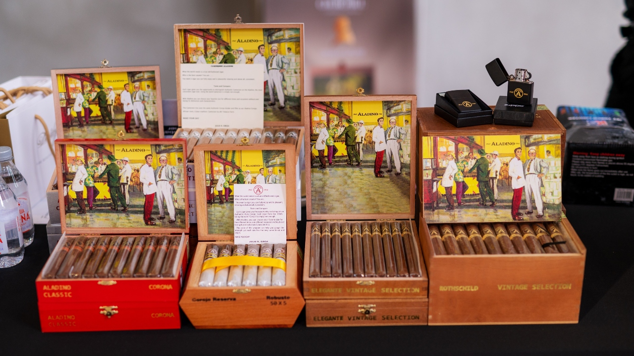 Aladino’s extensive range of cigars on offer.