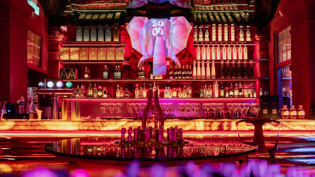 Bottles of Ruinart Blanc de Blancs at SO-OD Bar.